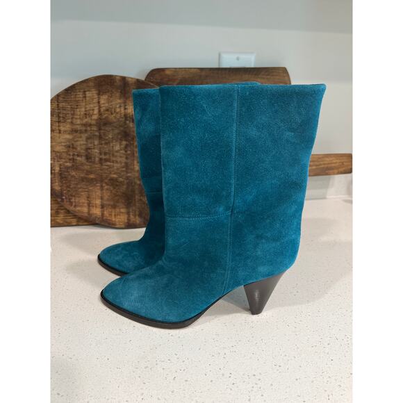Never Worn Isabel Marant size 36 teal suede boots booties - Picture 1 of 7